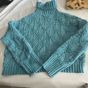 POL Womens Medium Sky Blue Chenille Sweater